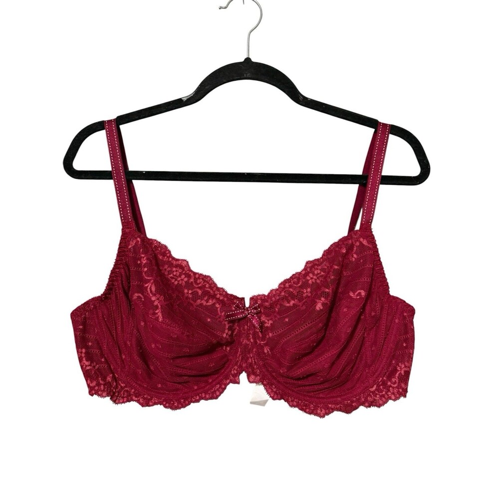Chantelle Rive Gauche Bra 40DD Raspberry Lace Unlined Underwire 3281